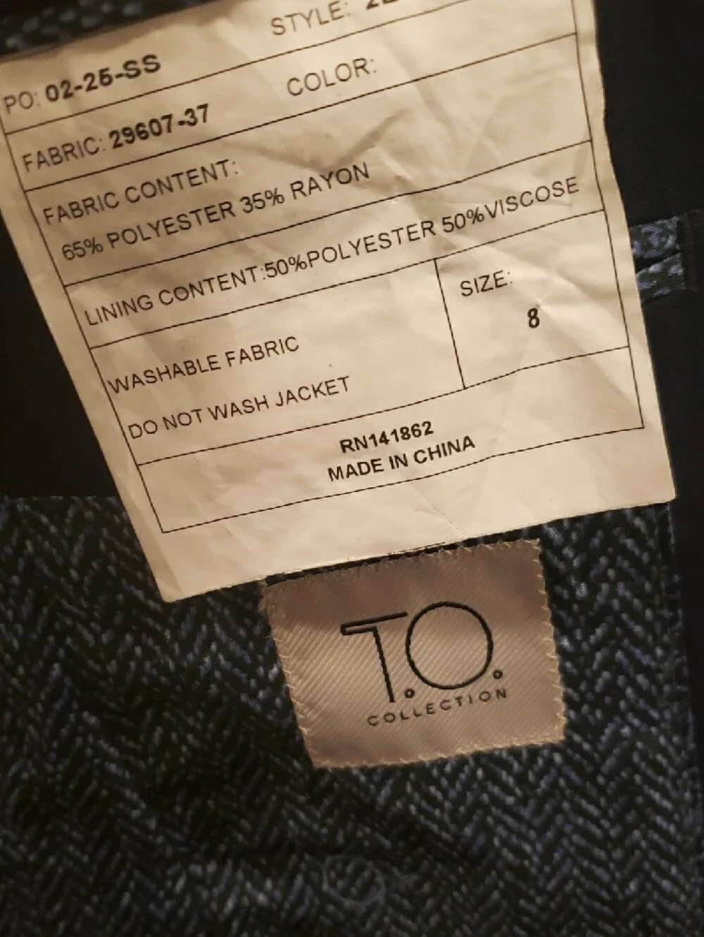 2 Boys' T.O.  2-Button Blazer - Classic  1 Black 1 Navy Tailored Style - Picture 4 of 9